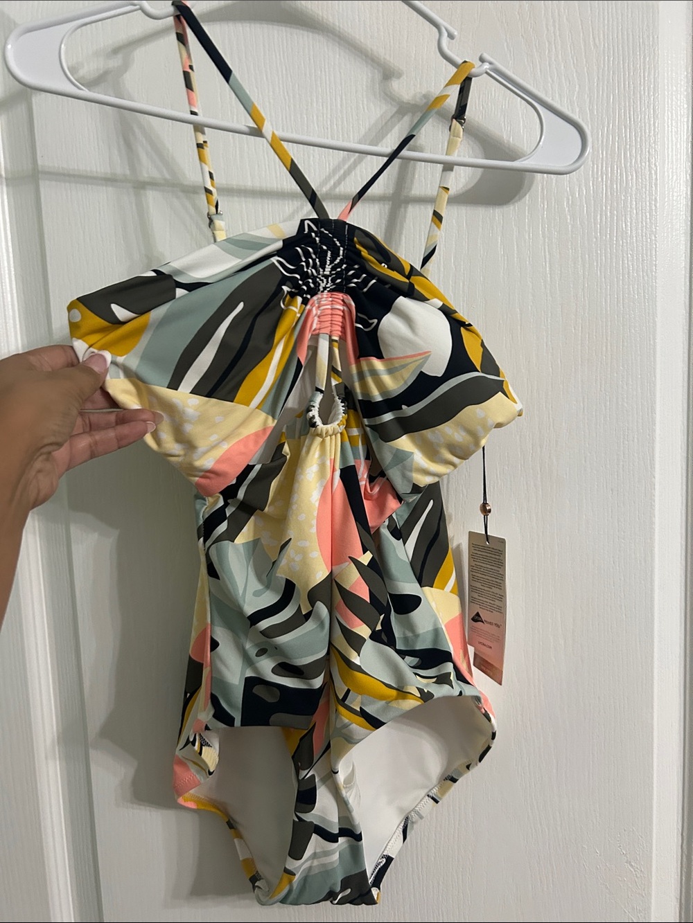 Women’s One-Piece Swimsuit - Multicolor Abstract Print